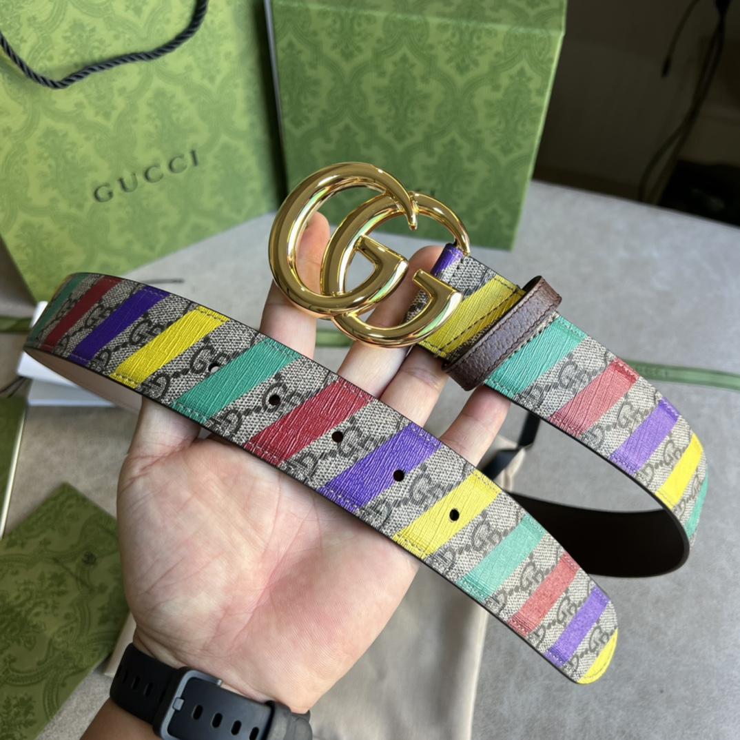 Gucci Striped Belt With Double G - PerfectKickZ