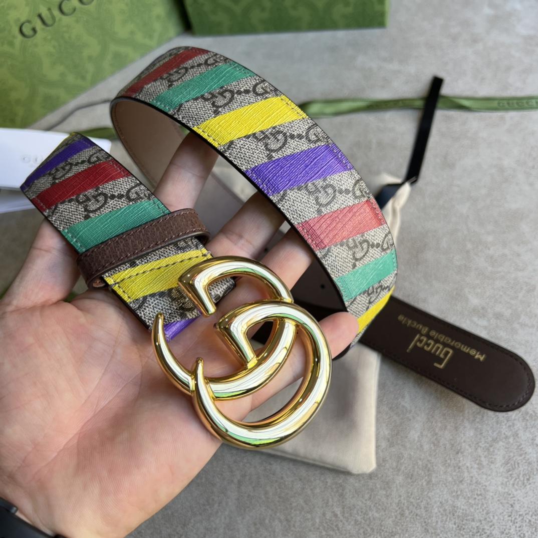 Gucci Striped Belt With Double G - PerfectKickZ