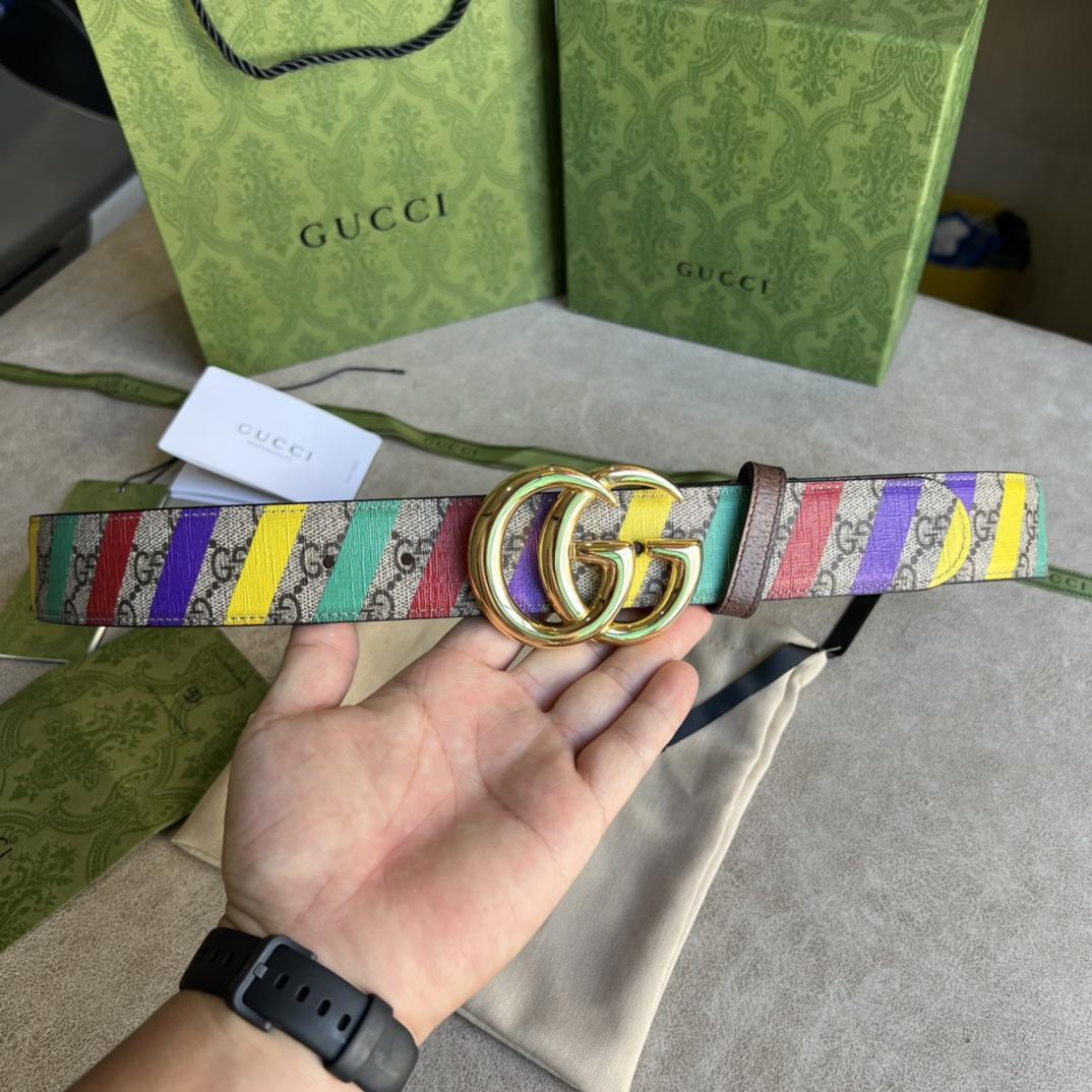 Gucci Striped Belt With Double G - PerfectKickZ