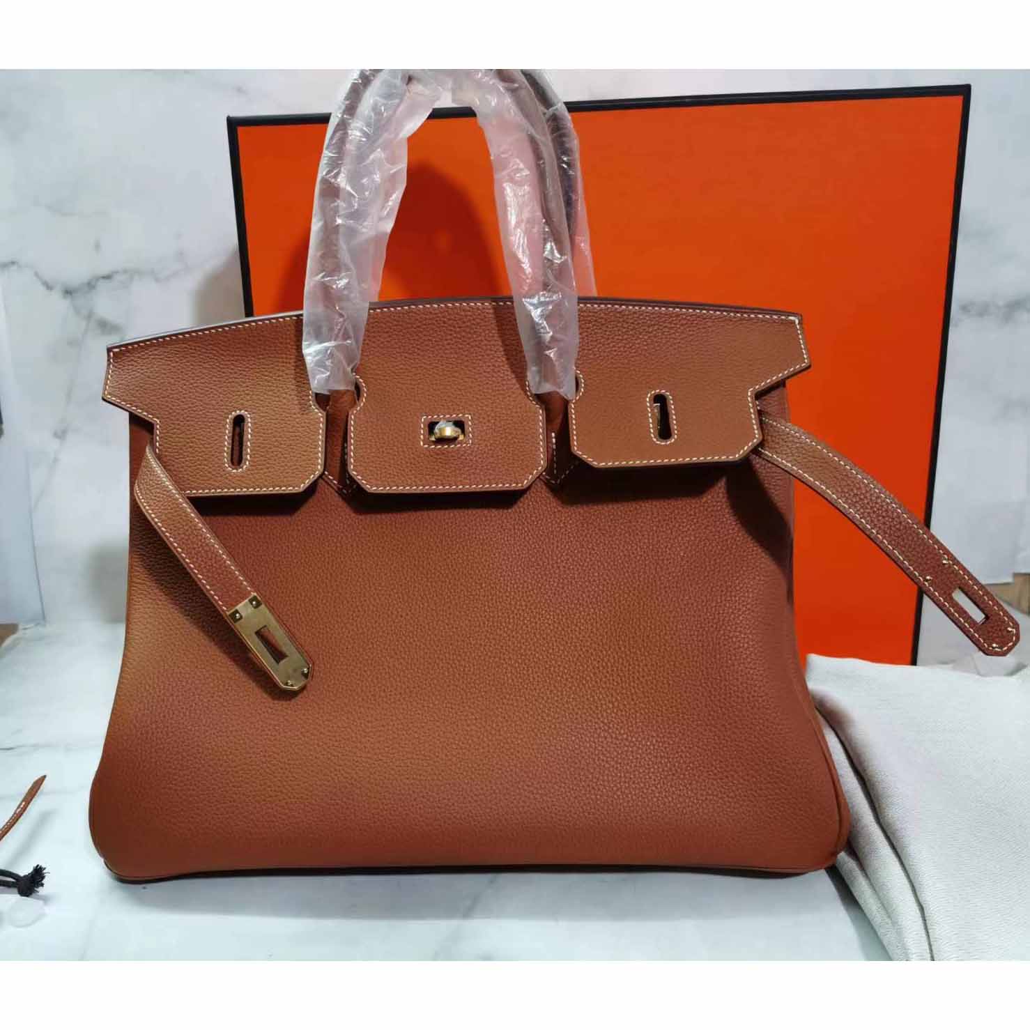 Hermes Birkin 30 Fjord Leather Gold Handbag （30-22-16CM） - PerfectKickZ