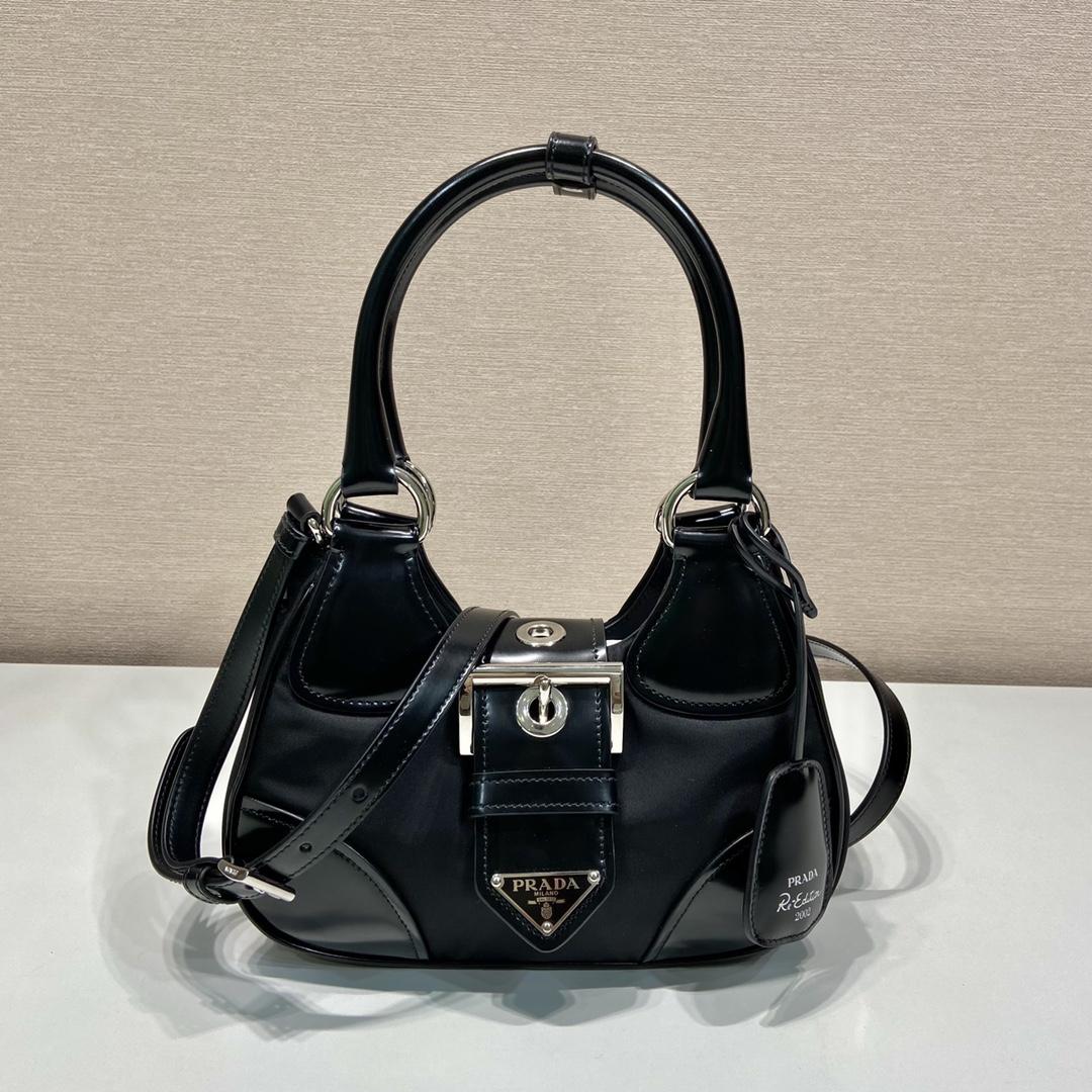 Prada Moon Re-Nylon And Leather Bag(22.5-16-7.5cm) - PerfectKickZ