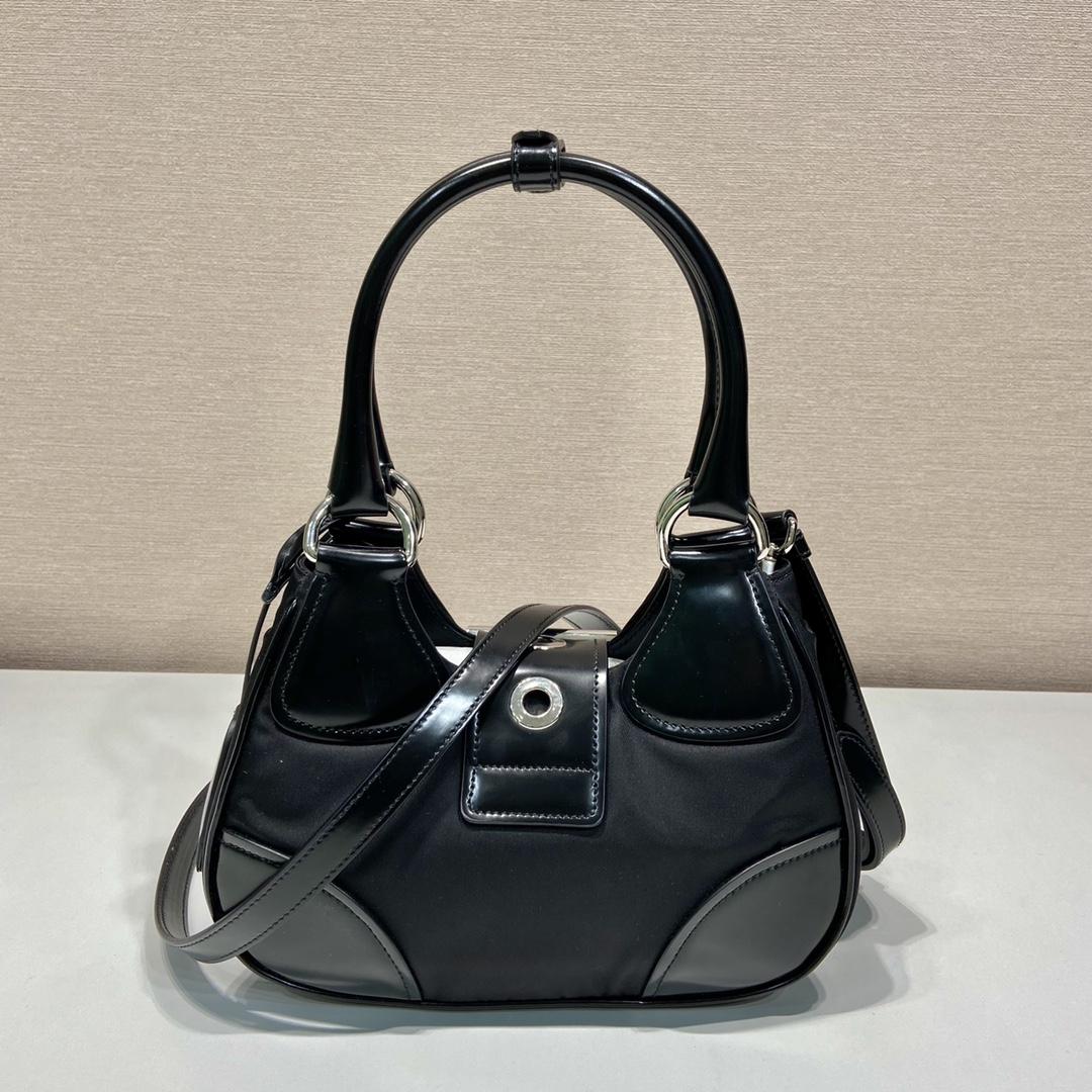 Prada Moon Re-Nylon And Leather Bag(22.5-16-7.5cm) - PerfectKickZ