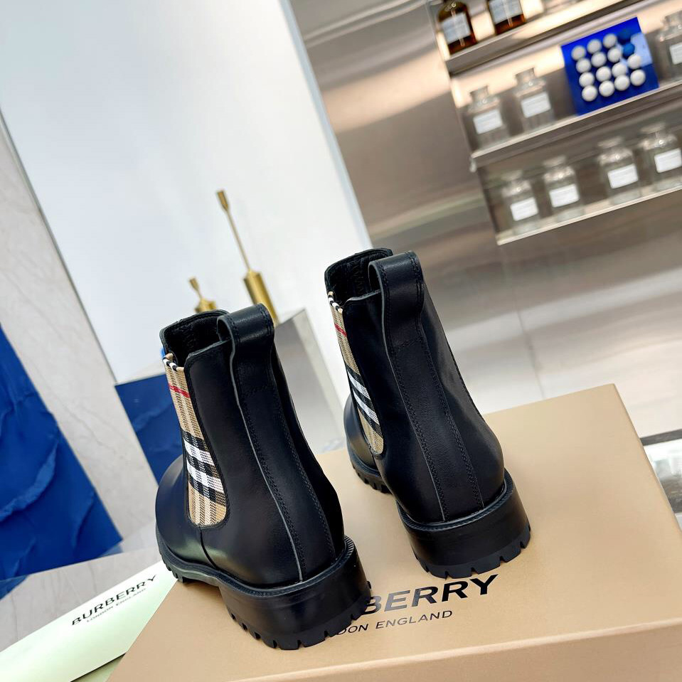 Burberry Vintage Check Detail Leather Chelsea Boots - PerfectKickZ
