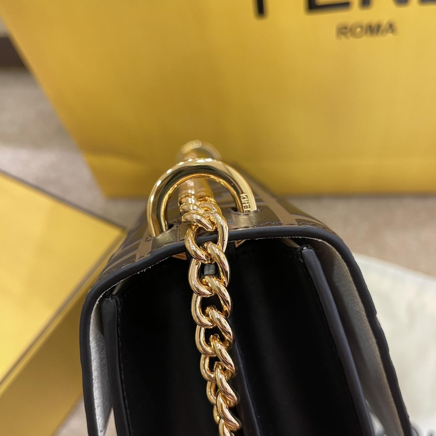 Fendi Kan I Black Leather Bag (25-17-10cm)   - PerfectKickZ