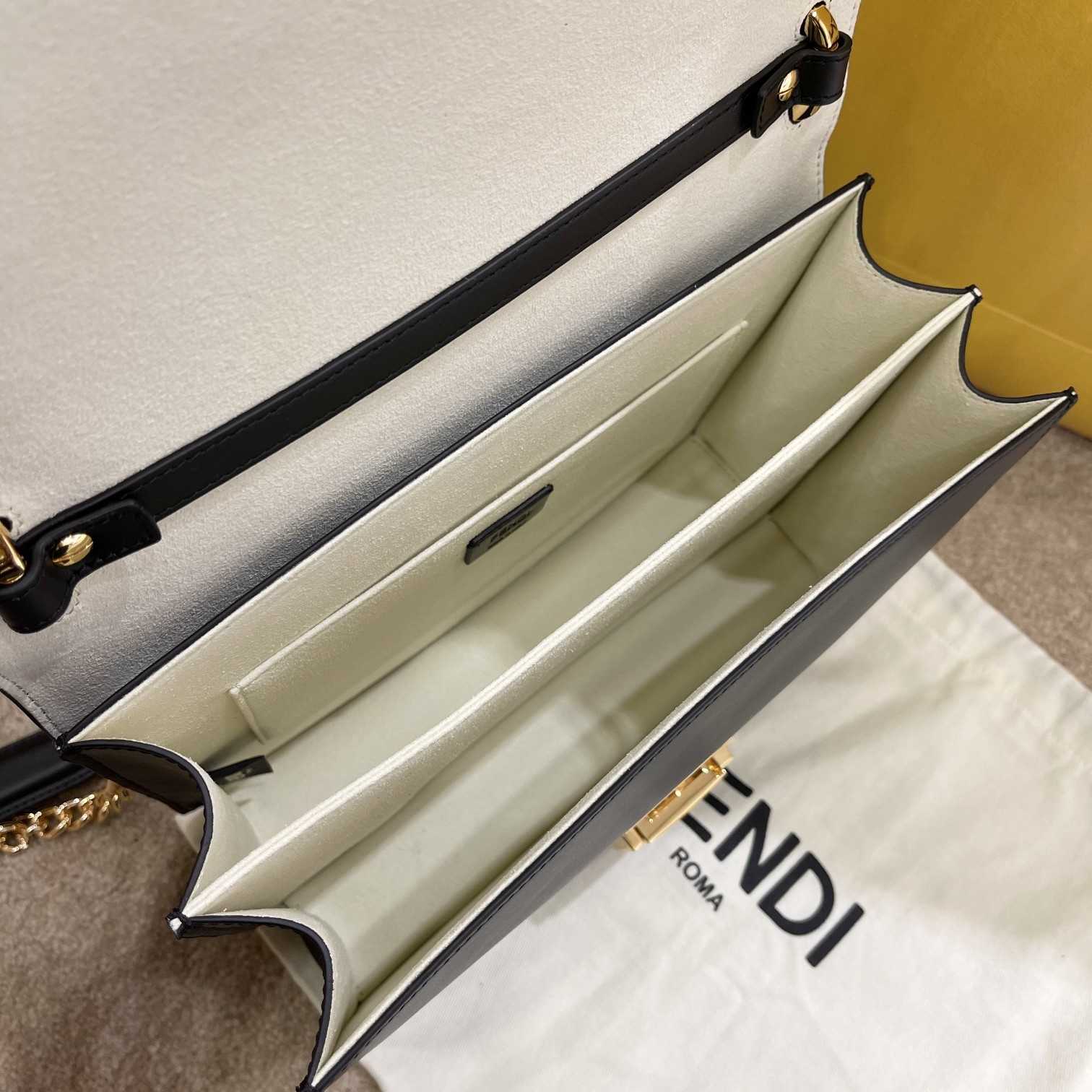 Fendi Kan I Black Leather Bag (25-17-10cm)   - PerfectKickZ