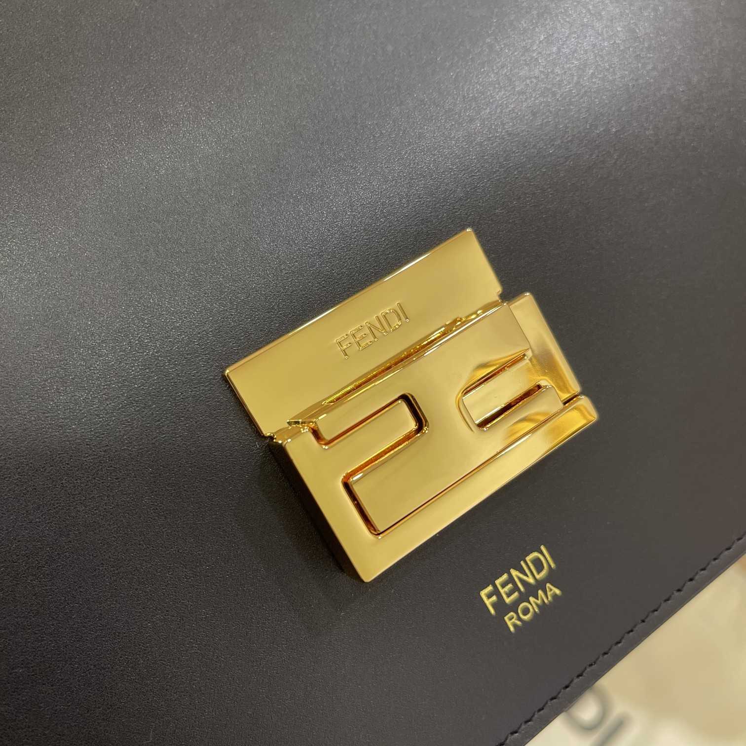 Fendi Kan I Black Leather Bag (25-17-10cm)   - PerfectKickZ