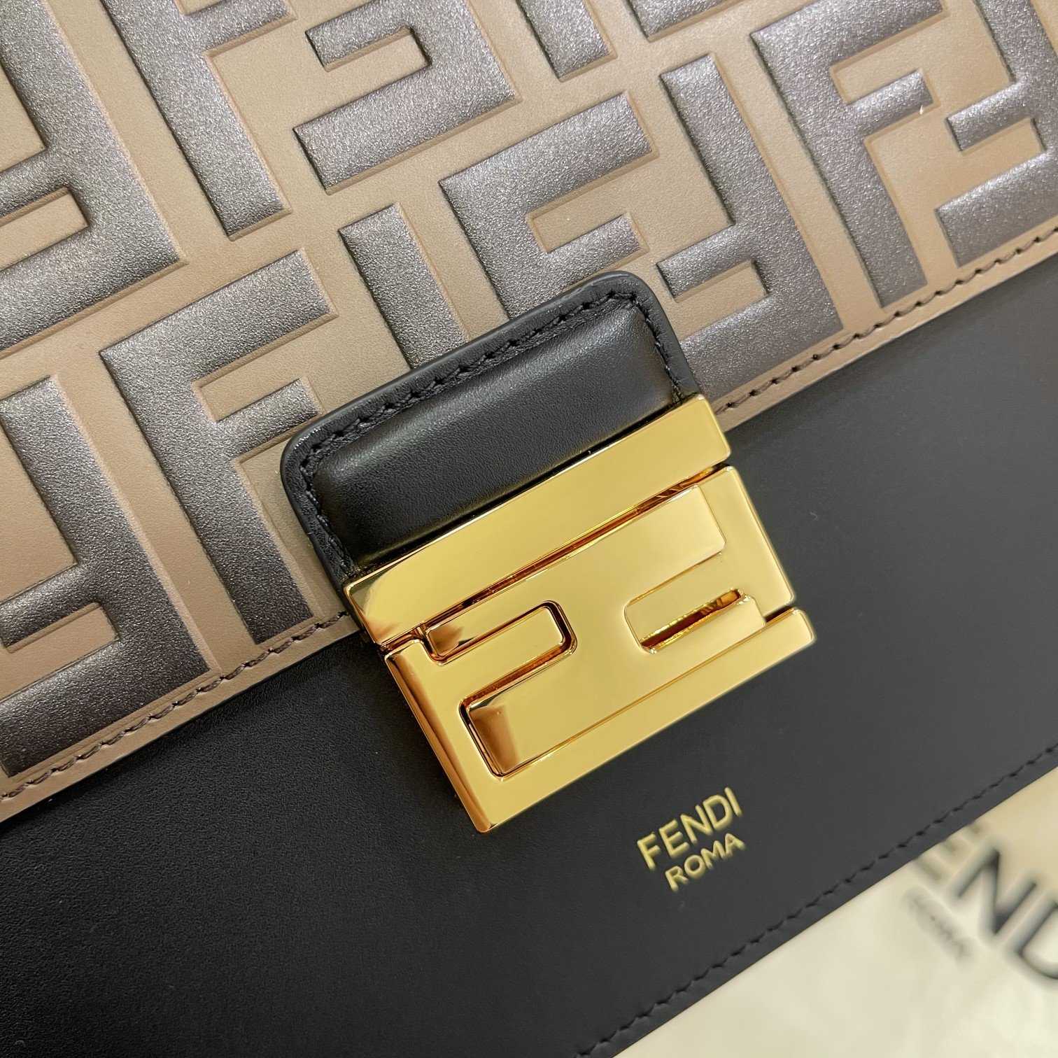 Fendi Kan I Black Leather Bag (25-17-10cm)   - PerfectKickZ