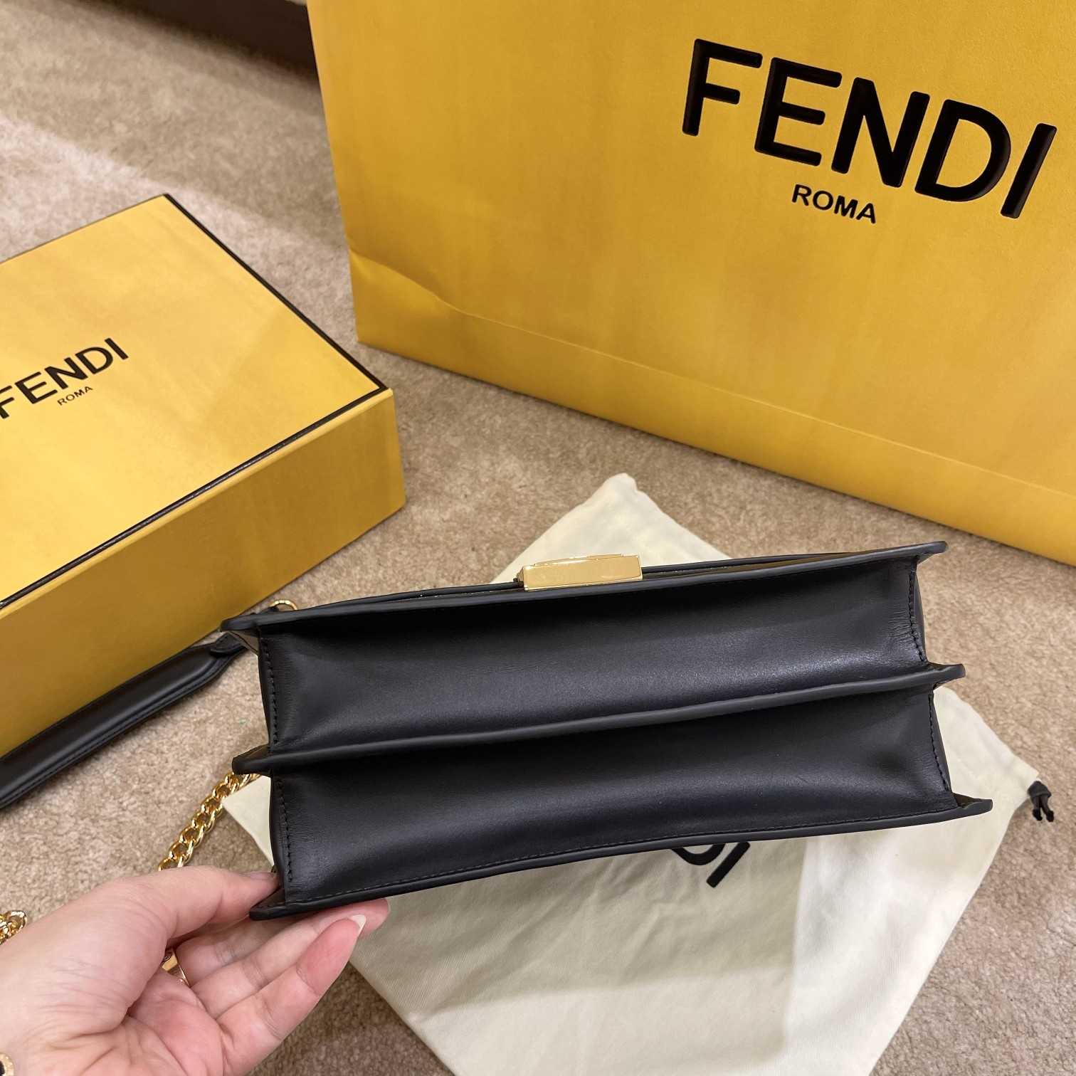 Fendi Kan I Black Leather Bag (25-17-10cm)   - PerfectKickZ