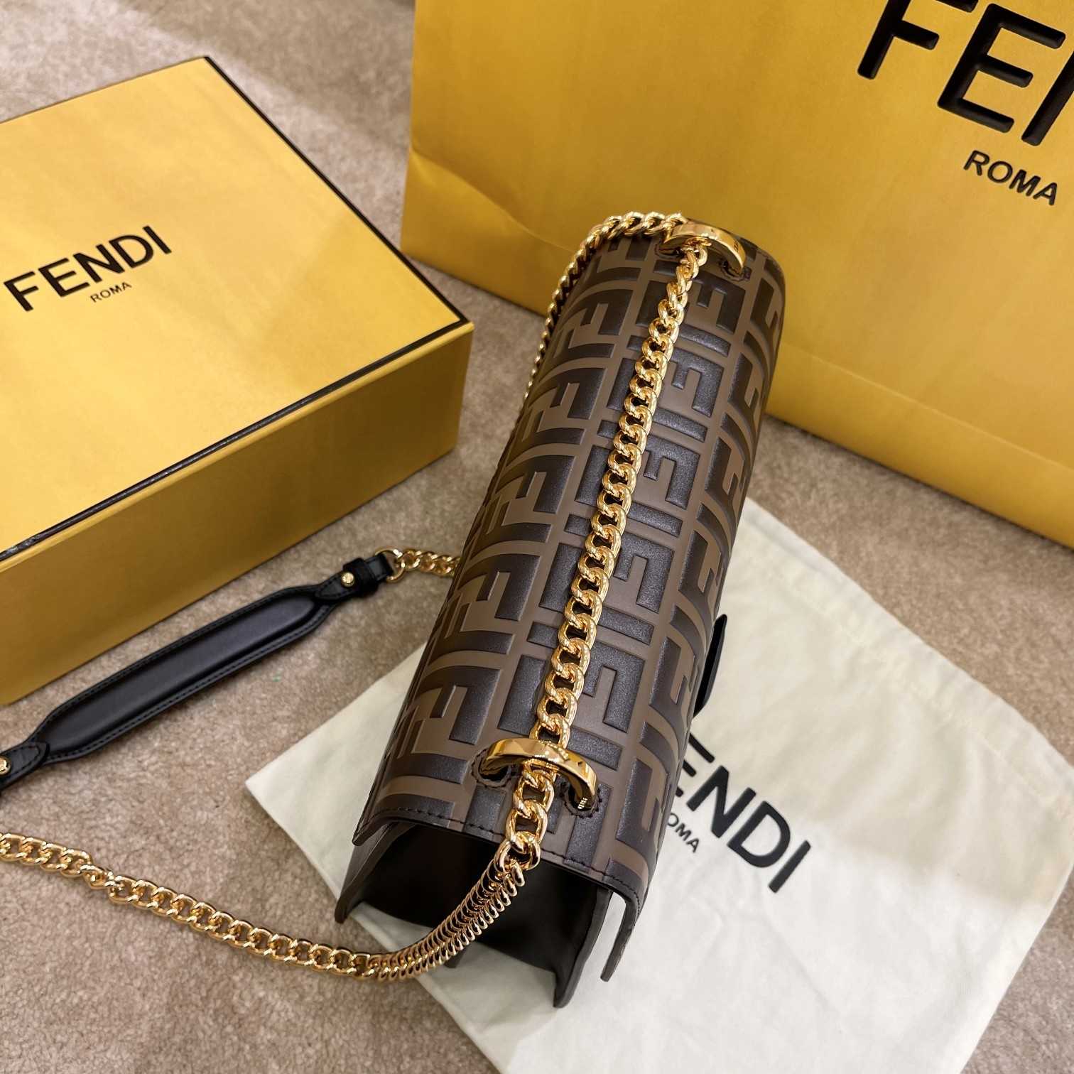 Fendi Kan I Black Leather Bag (25-17-10cm)   - PerfectKickZ
