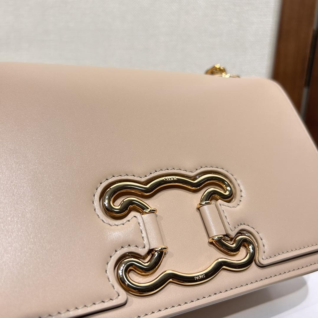 Celine Medium Bag Triomphe Frame In Shiny Calfskin - 
