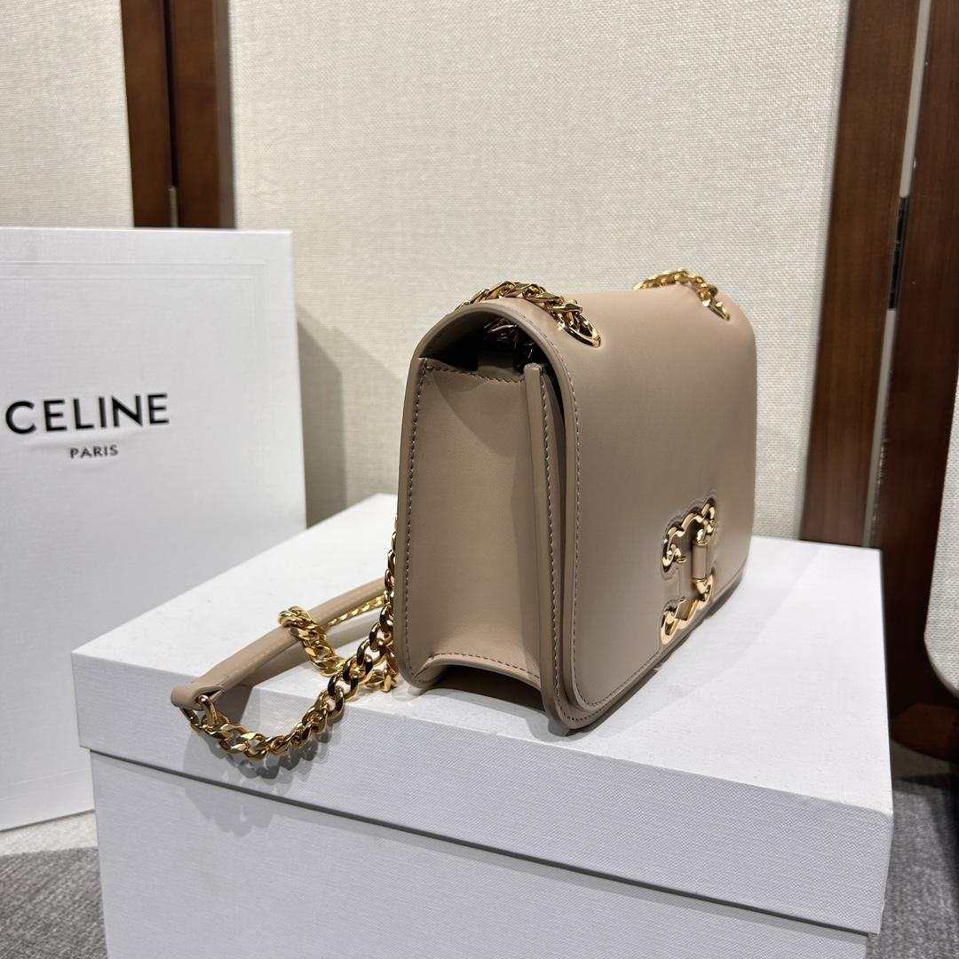 Celine Medium Bag Triomphe Frame In Shiny Calfskin - 