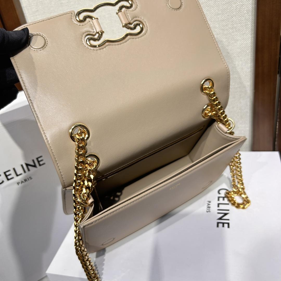 Celine Medium Bag Triomphe Frame In Shiny Calfskin - 