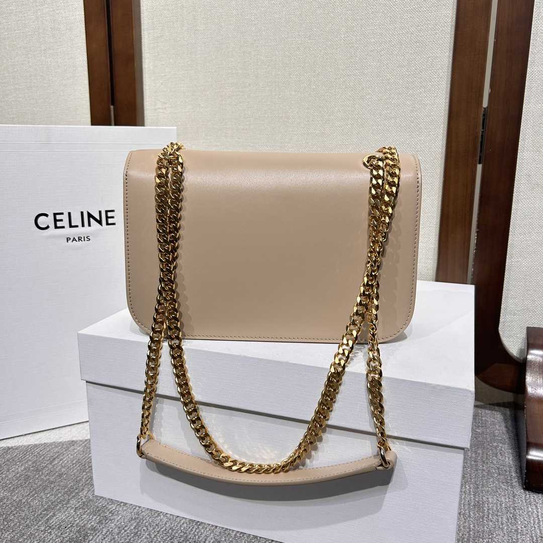 Celine Medium Bag Triomphe Frame In Shiny Calfskin - 