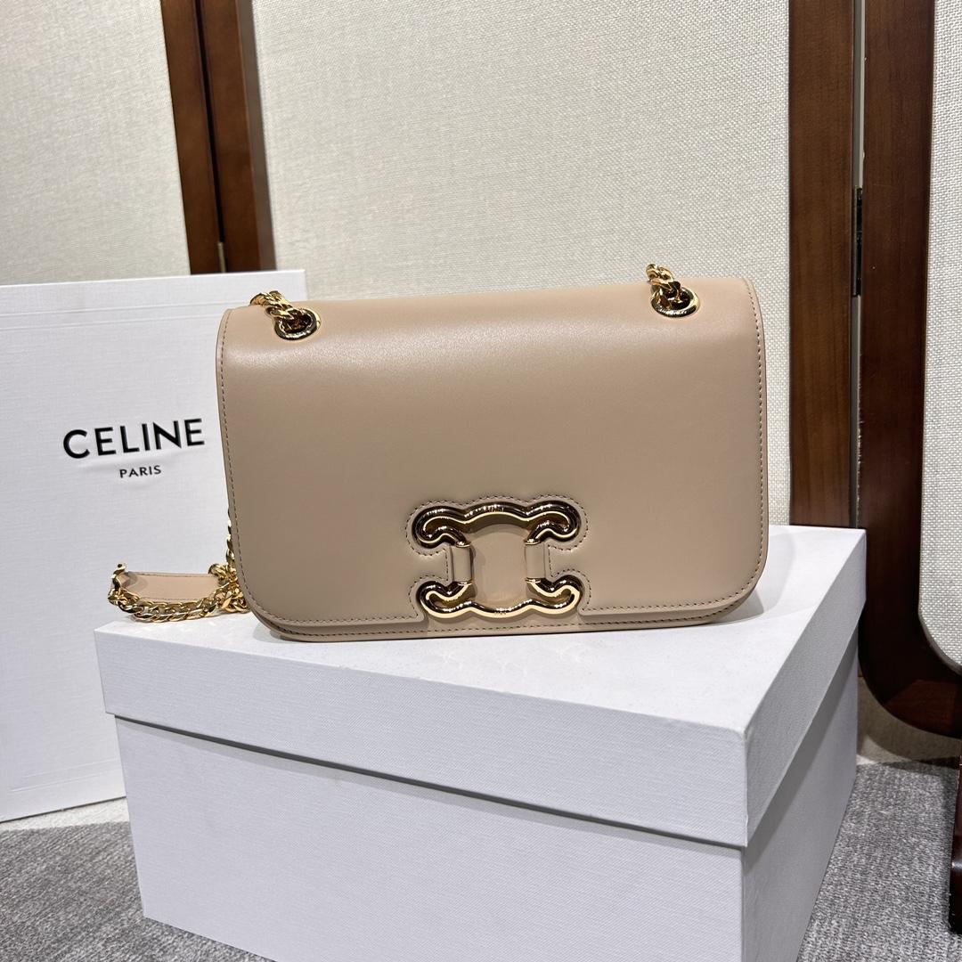 Celine Medium Bag Triomphe Frame In Shiny Calfskin - PerfectKickZ