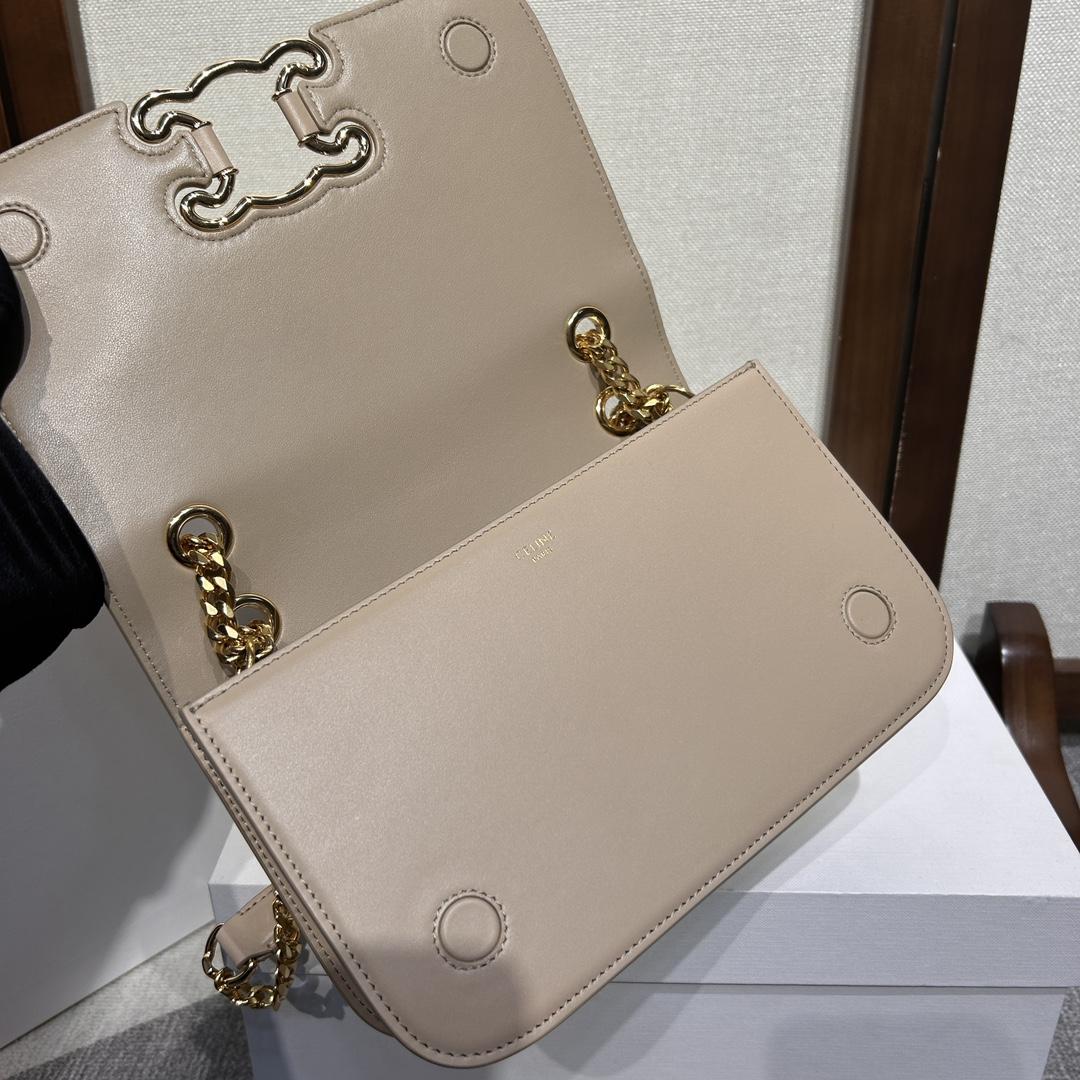 Celine Medium Bag Triomphe Frame In Shiny Calfskin - 