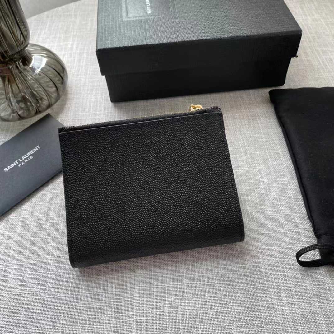 Saint Laurent Uptown Compact Wallet In Grain De Poudre Embossed Leather(12-10-3cm) - PerfectKickZ