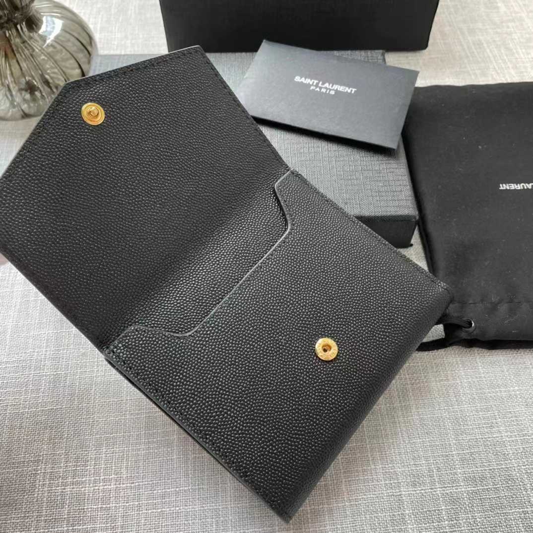 Saint Laurent Uptown Compact Wallet In Grain De Poudre Embossed Leather(12-10-3cm) - PerfectKickZ