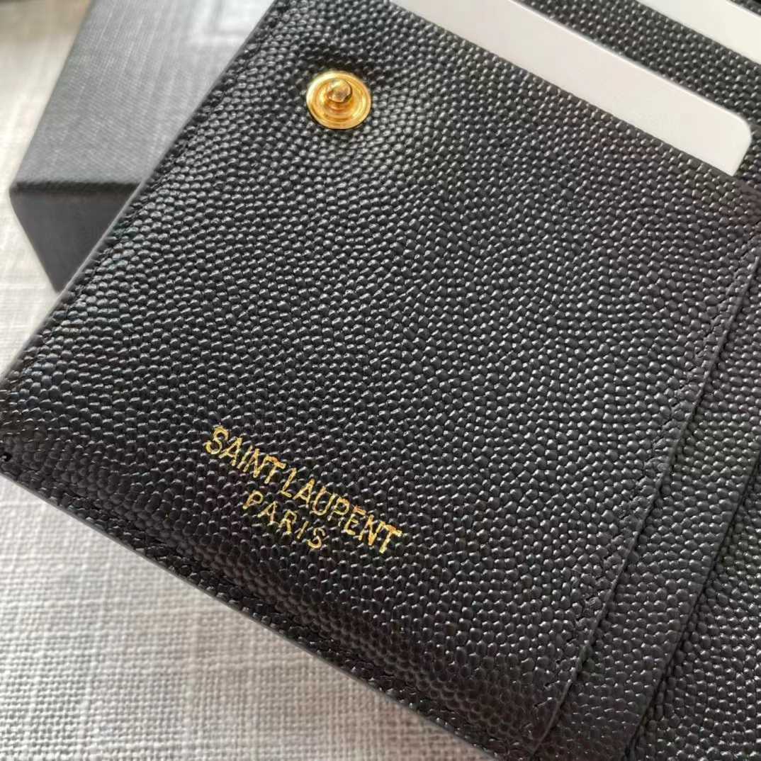 Saint Laurent Uptown Compact Wallet In Grain De Poudre Embossed Leather(12-10-3cm) - PerfectKickZ