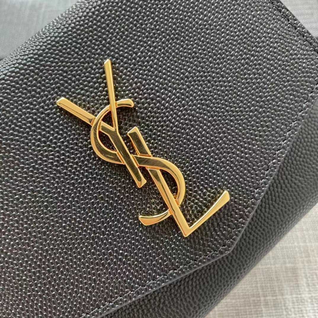 Saint Laurent Uptown Compact Wallet In Grain De Poudre Embossed Leather(12-10-3cm) - PerfectKickZ