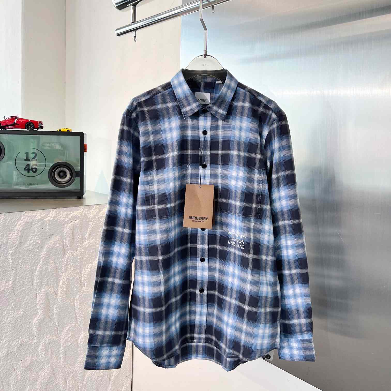 Burberry Chingford Classic Fit Embroidered Logo Ombre Check Button-Up Shirt  - PerfectKickZ