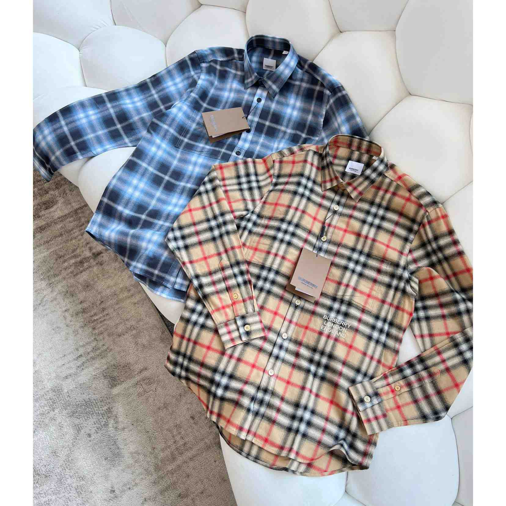 Burberry Chingford Classic Fit Embroidered Logo Ombre Check Button-Up Shirt  - PerfectKickZ