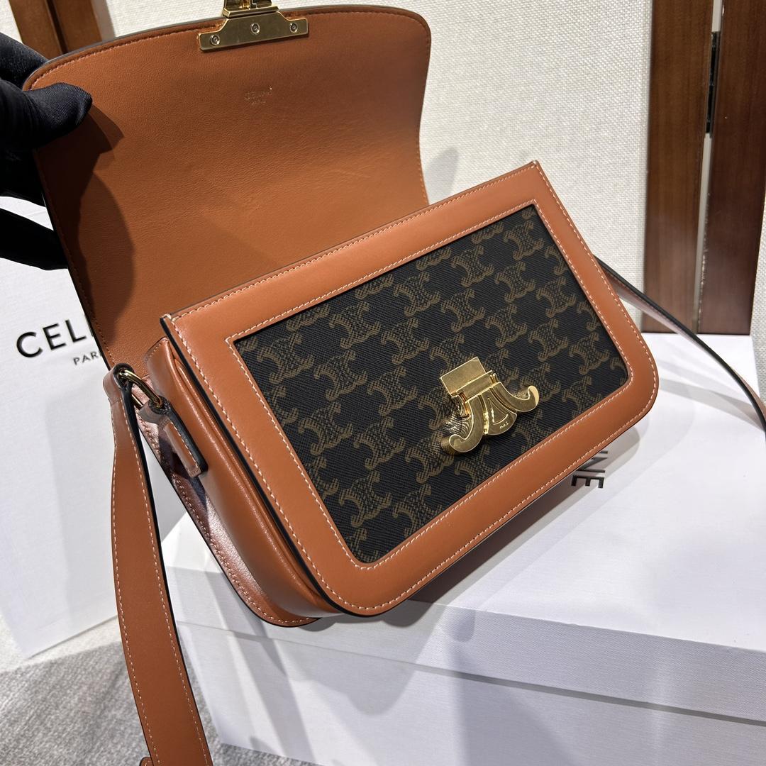 Celine Classique Triomphe Bag In Triomphe Canvas And Calfskin - 