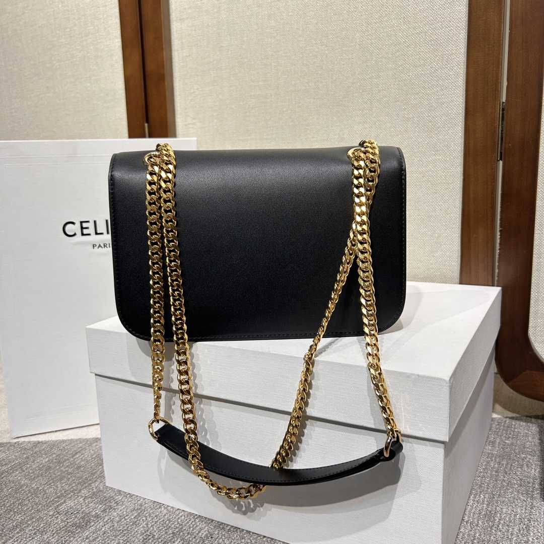 Celine Medium Bag Triomphe Frame In Shiny Calfskin - 