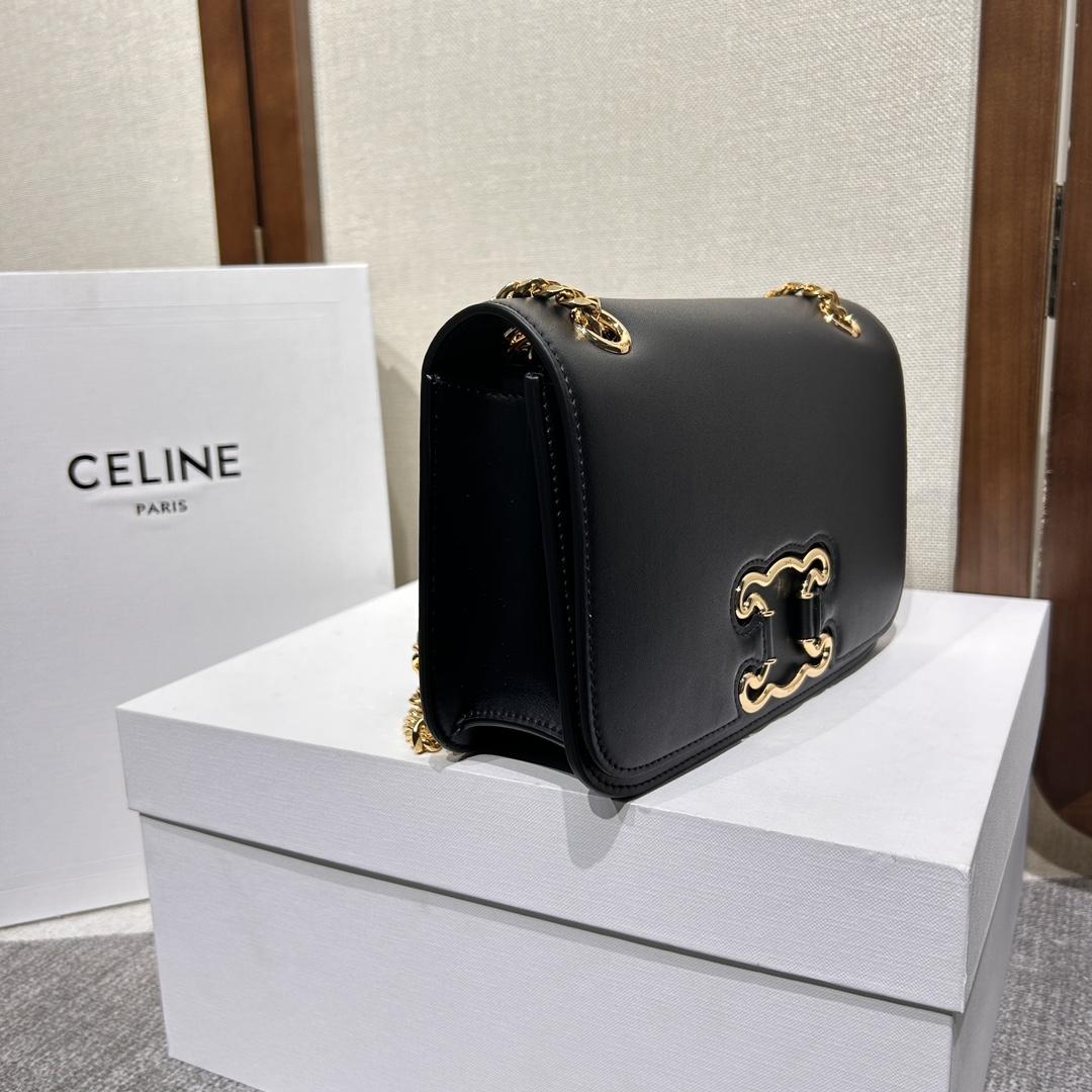 Celine Medium Bag Triomphe Frame In Shiny Calfskin - 