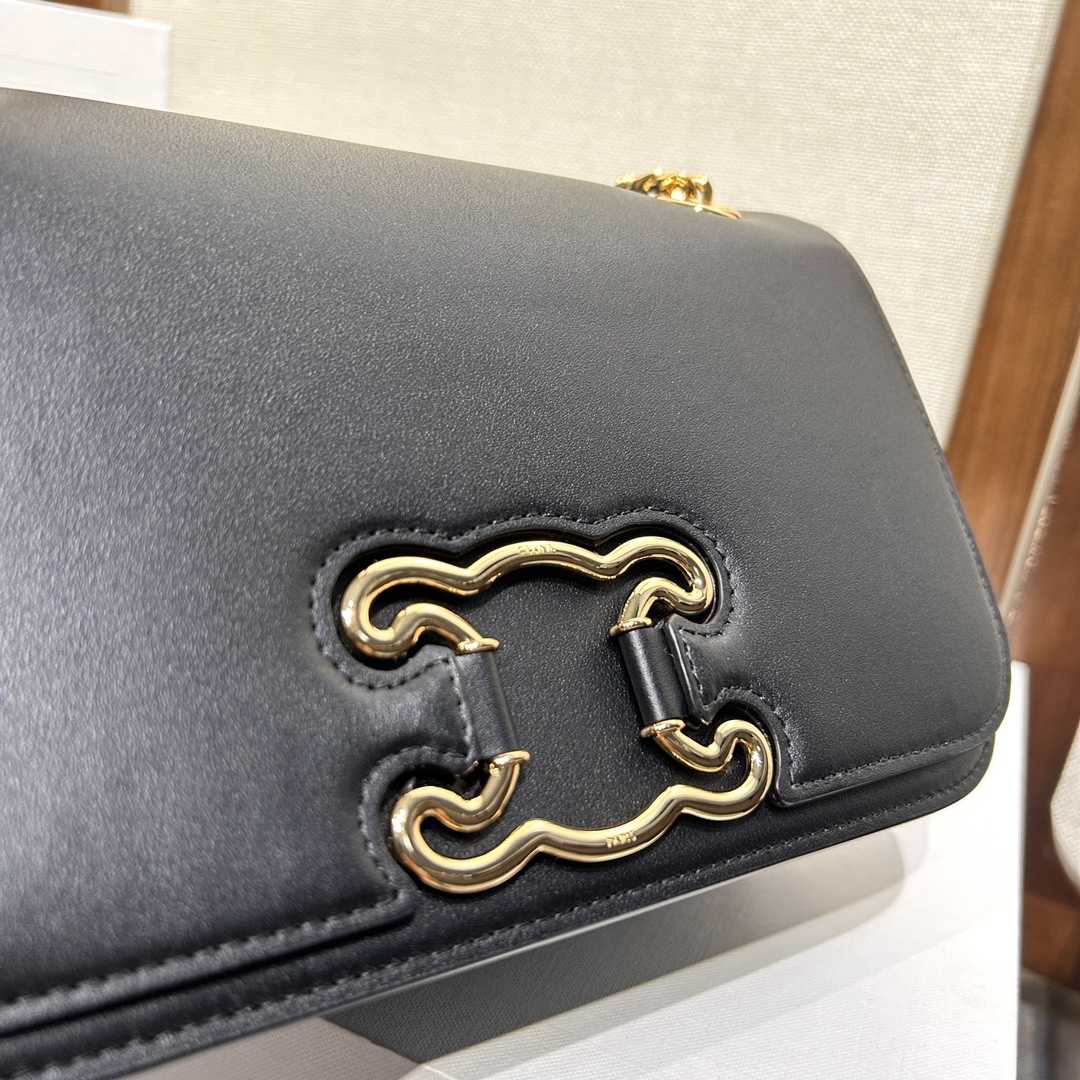 Celine Medium Bag Triomphe Frame In Shiny Calfskin - 