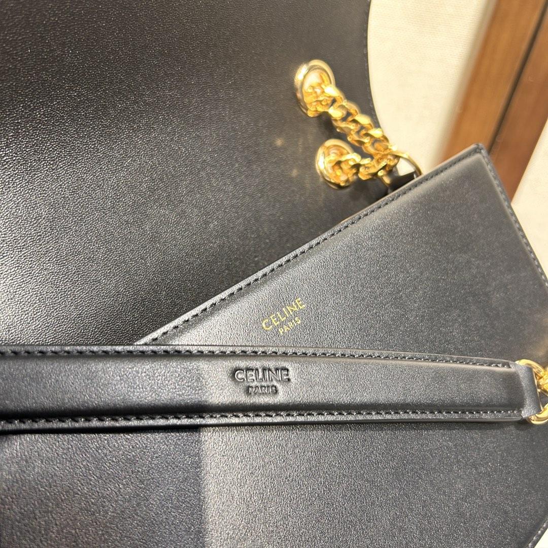 Celine Medium Bag Triomphe Frame In Shiny Calfskin - 