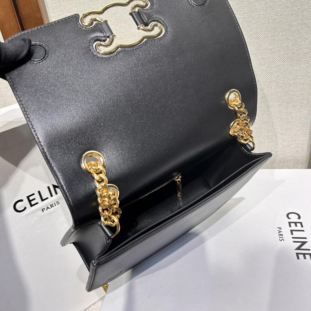 Celine Medium Bag Triomphe Frame In Shiny Calfskin - 