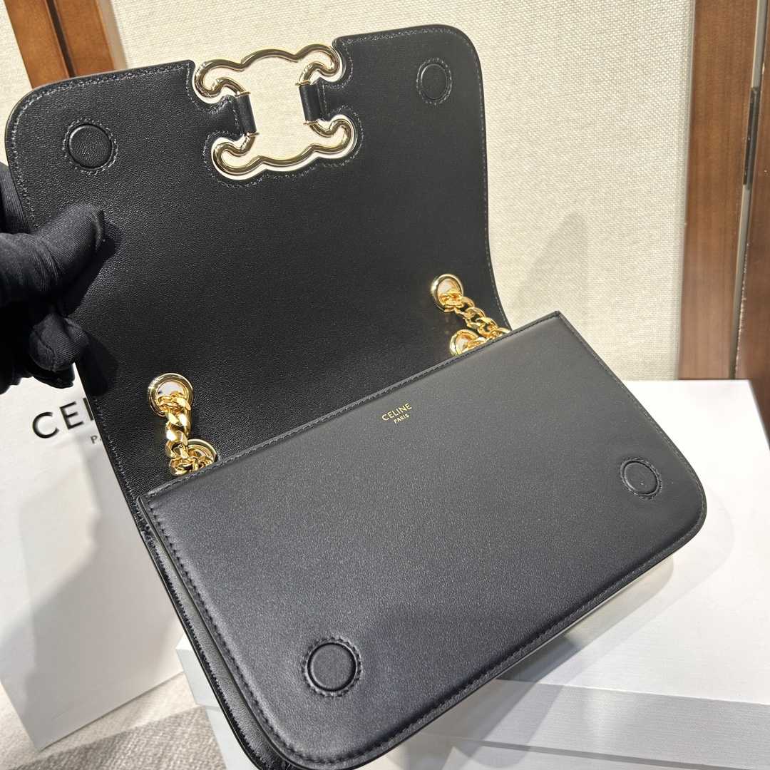Celine Medium Bag Triomphe Frame In Shiny Calfskin - 