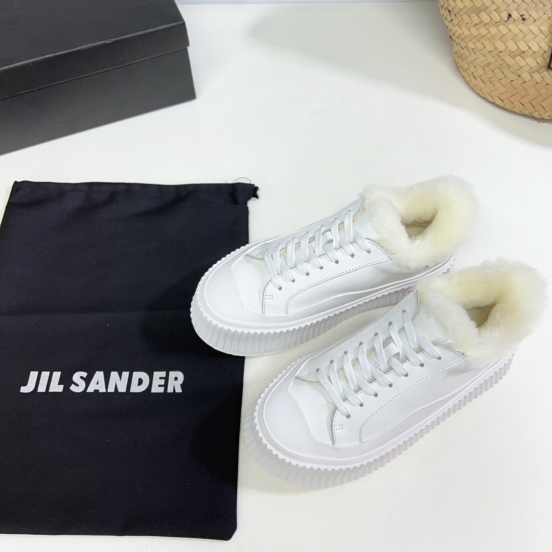 JIl Sander Leather Sneakers With Vulcanized Rubber Sole - PerfectKickZ