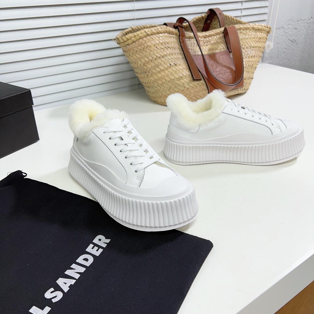 JIl Sander Leather Sneakers With Vulcanized Rubber Sole - PerfectKickZ