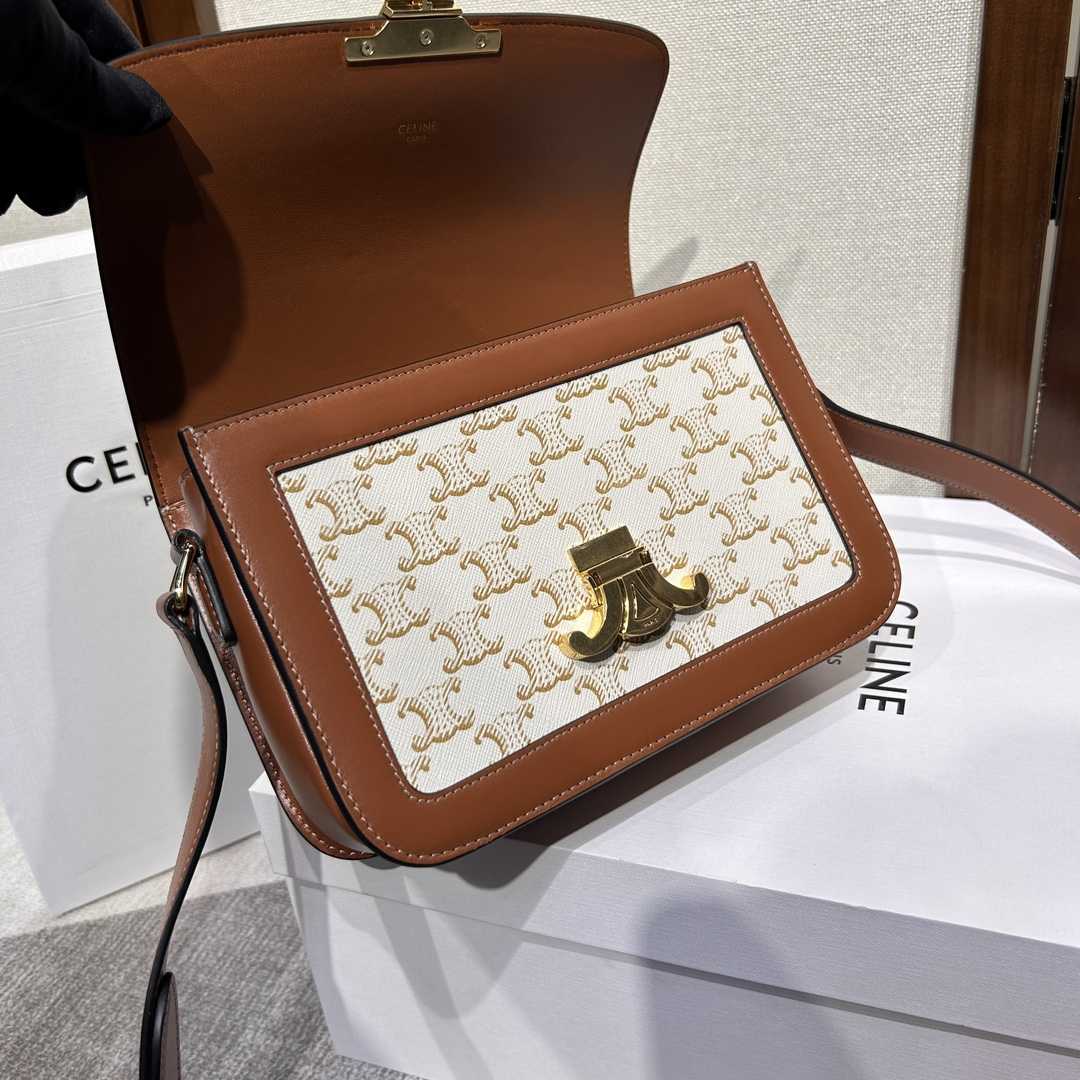 Celine Classique Triomphe Bag In Triomphe Canvas And Calfskin - 