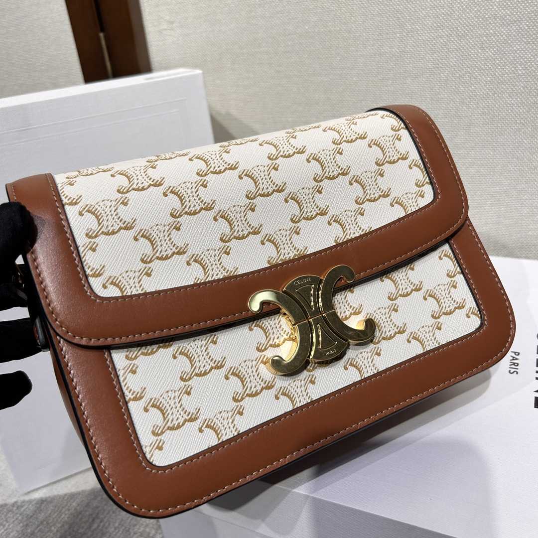 Celine Classique Triomphe Bag In Triomphe Canvas And Calfskin - 