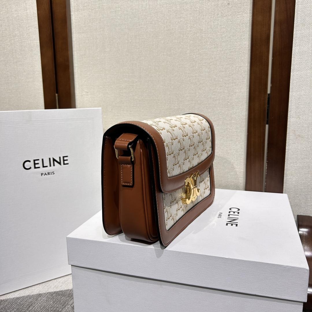 Celine Classique Triomphe Bag In Triomphe Canvas And Calfskin - 