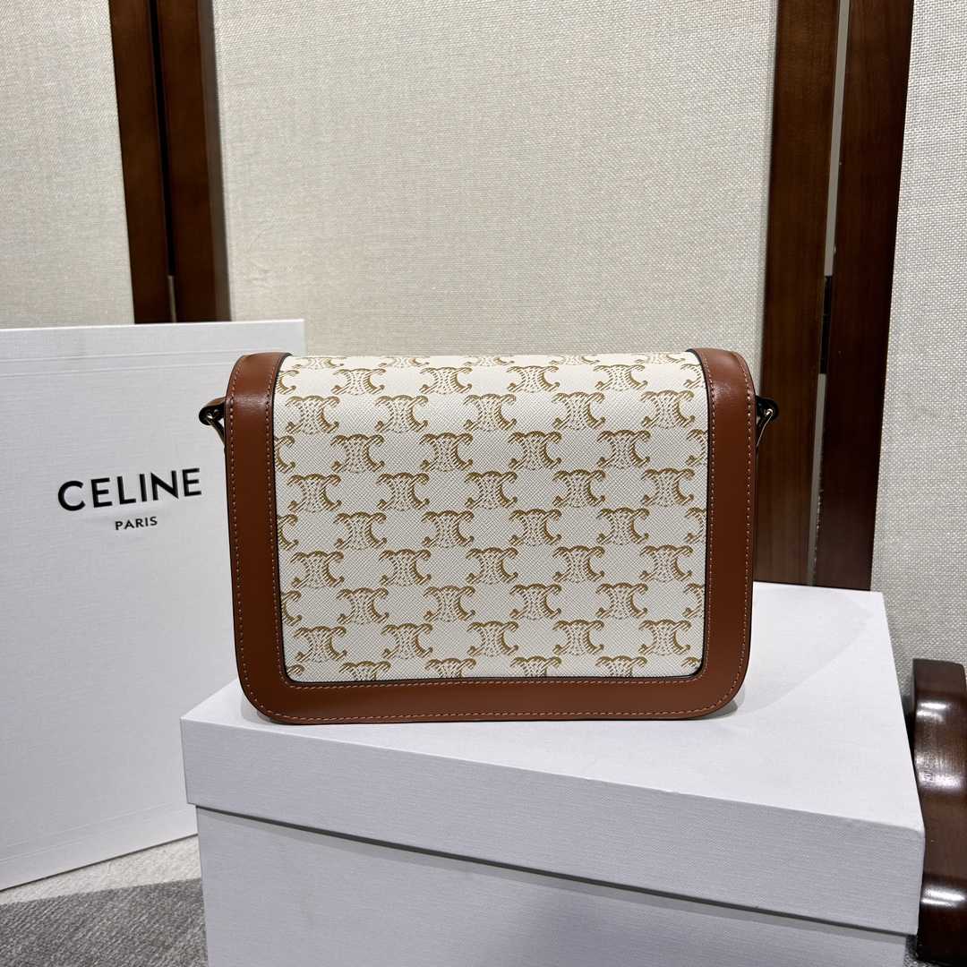 Celine Classique Triomphe Bag In Triomphe Canvas And Calfskin - 