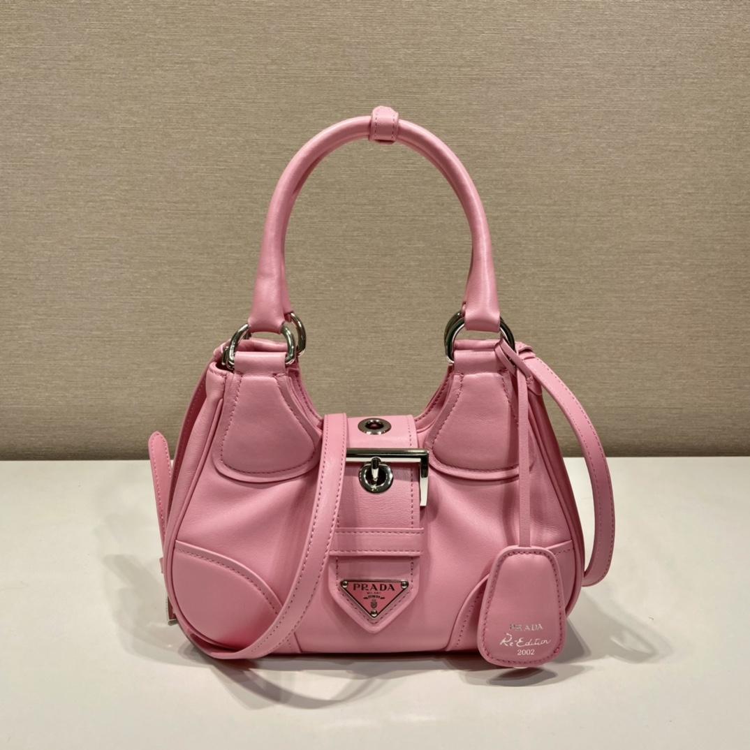 Prada Moon Re-Nylon And Leather Bag(22.5-16-7.5cm) - PerfectKickZ