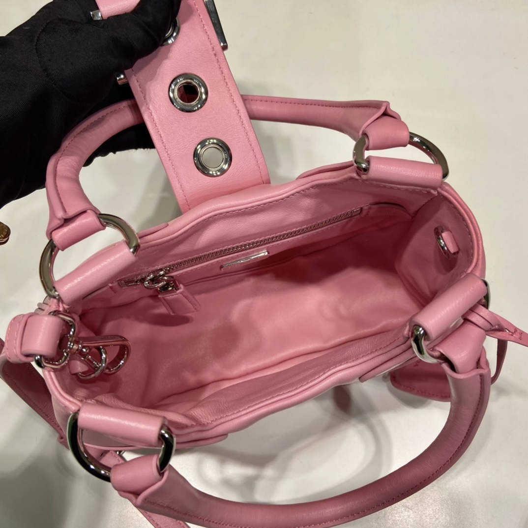 Prada Moon Re-Nylon And Leather Bag(22.5-16-7.5cm) - 