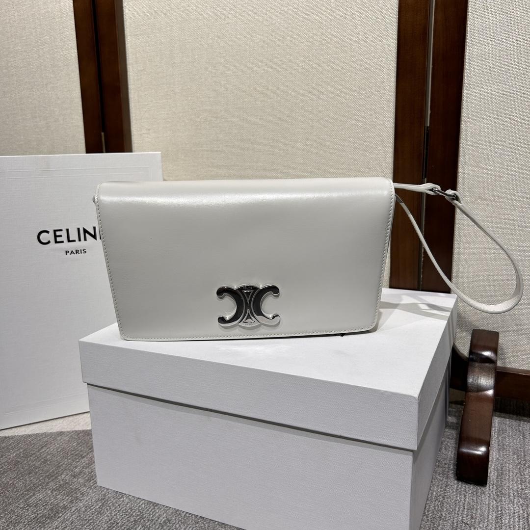 Celine Trapeze Triomphe Bag In Shiny Calfskin - 