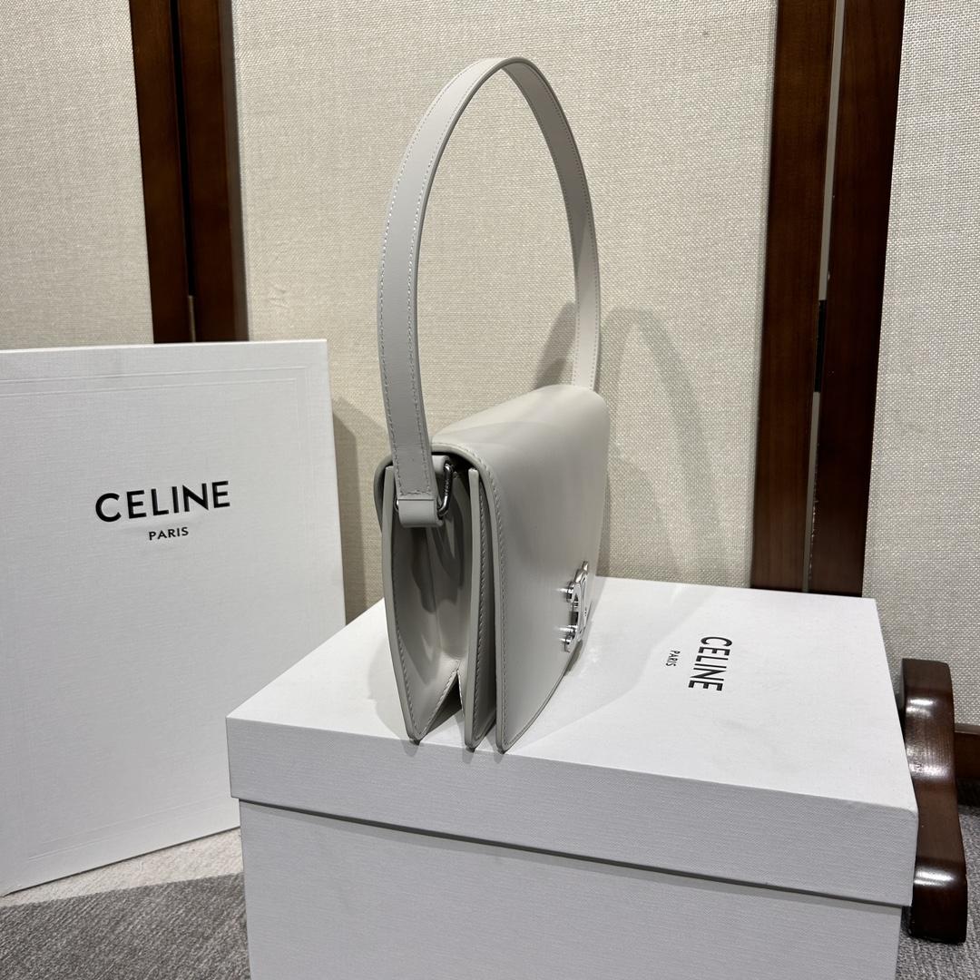 Celine Trapeze Triomphe Bag In Shiny Calfskin - 