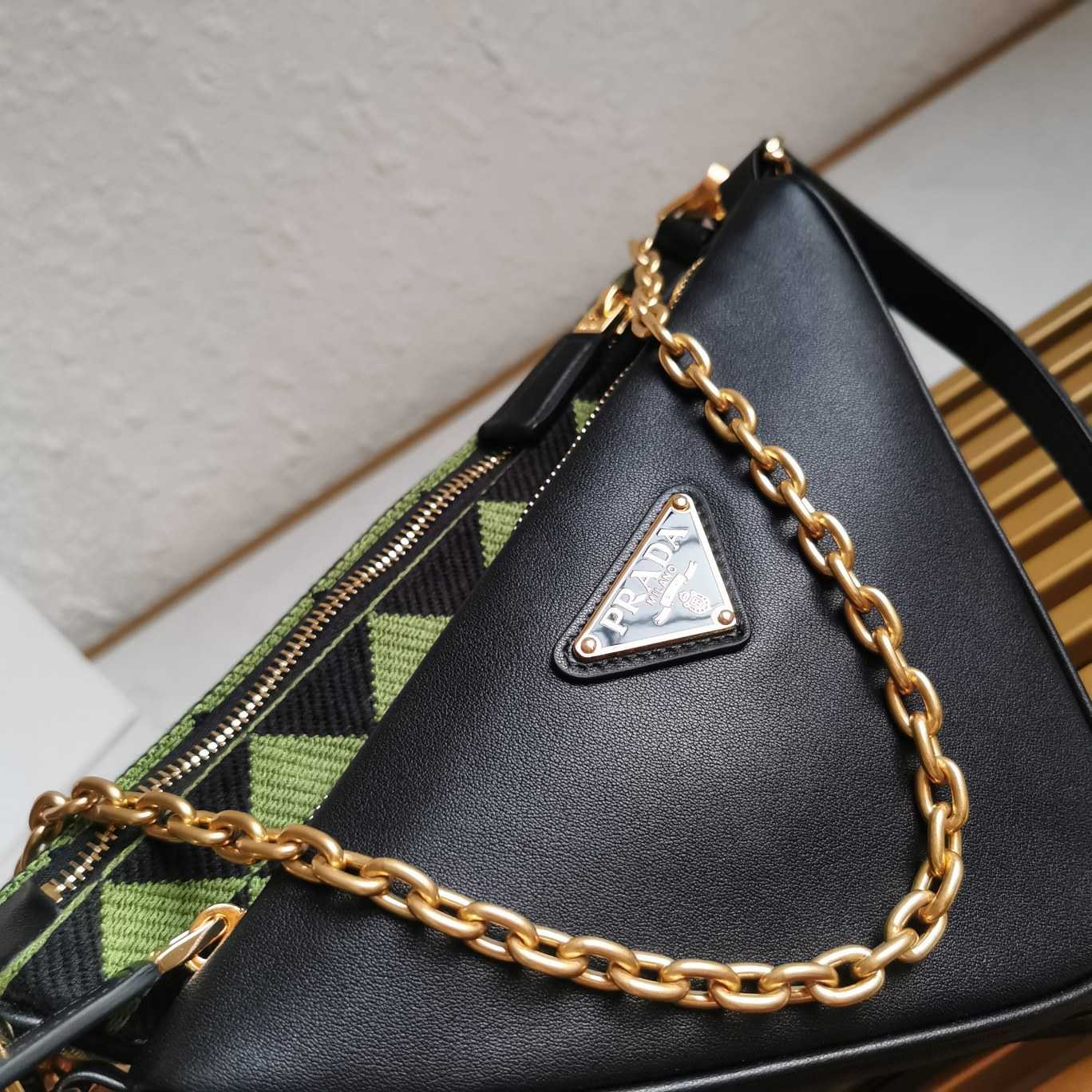 Prada Symbole Leather And Fabric Mini Bag(26-16-13cm) - PerfectKickZ