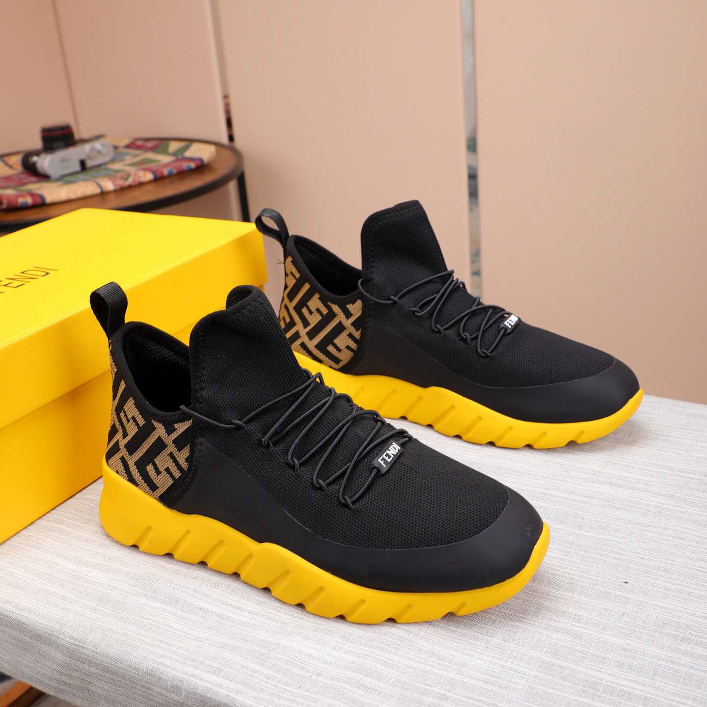 Fendi Black Tech Mesh High-Tops Sneakers - PerfectKickZ