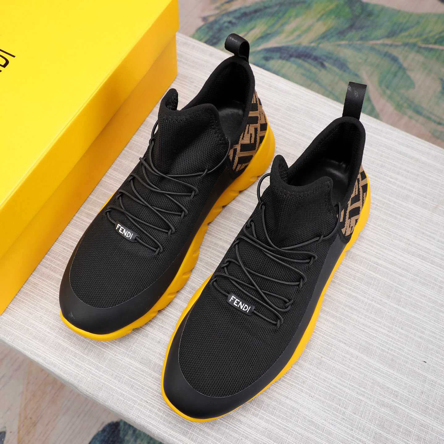 Fendi Black Tech Mesh High-Tops Sneakers - 