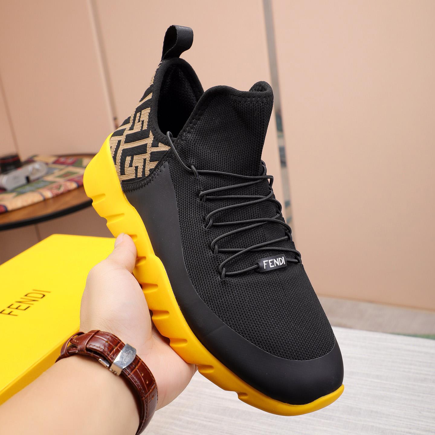 Fendi Black Tech Mesh High-Tops Sneakers - 