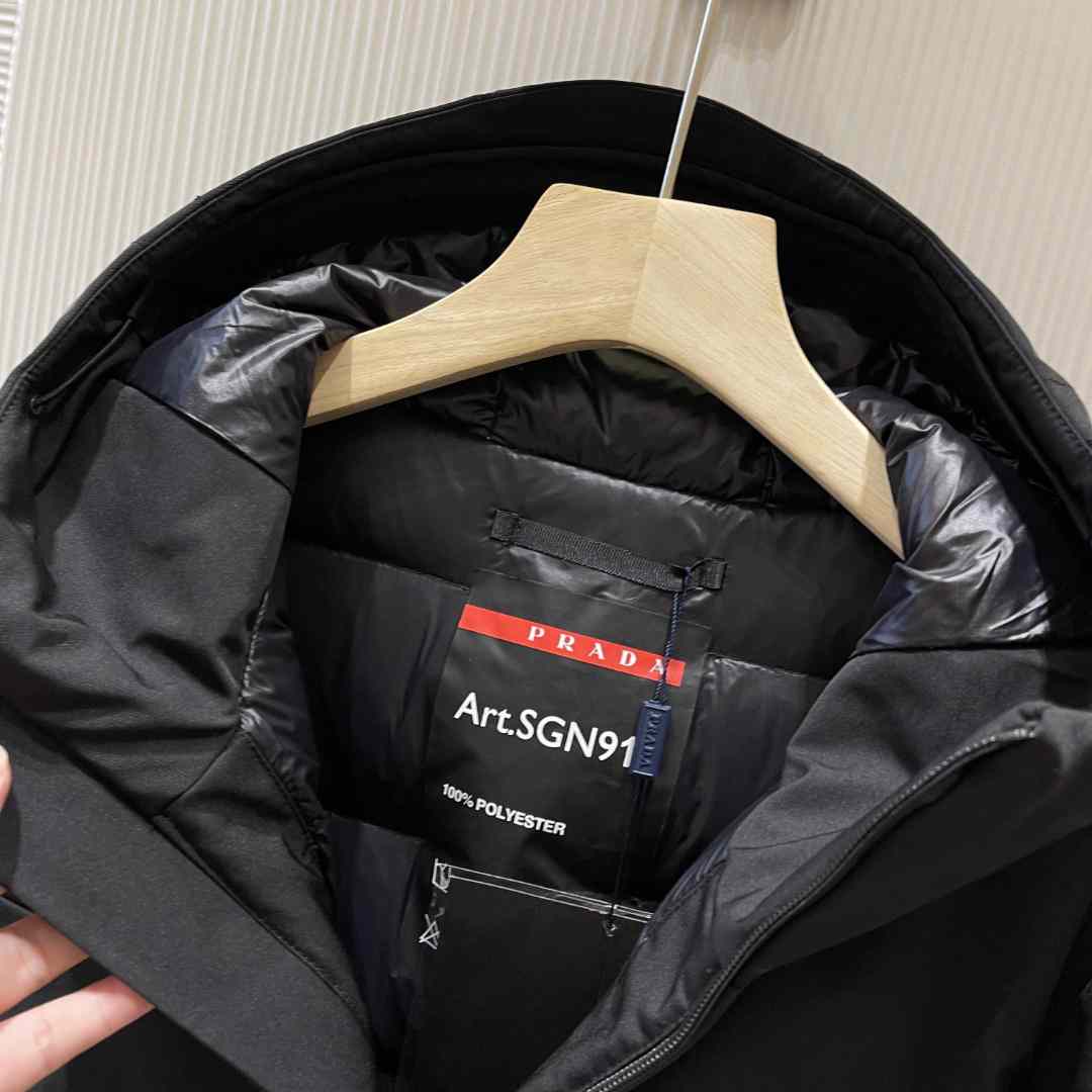 Prada Logo Hooded Puffer Jacket - PerfectKickZ