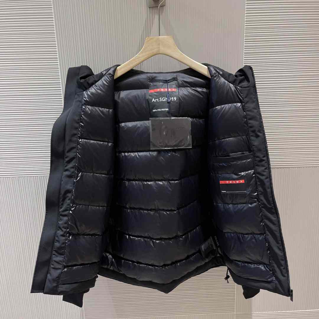 Prada Logo Hooded Puffer Jacket - PerfectKickZ