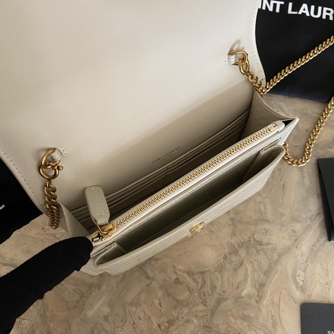 Saint Laurent Sunset Chain Wallet In Crocodile-Embossed Shiny Leather - PerfectKickZ