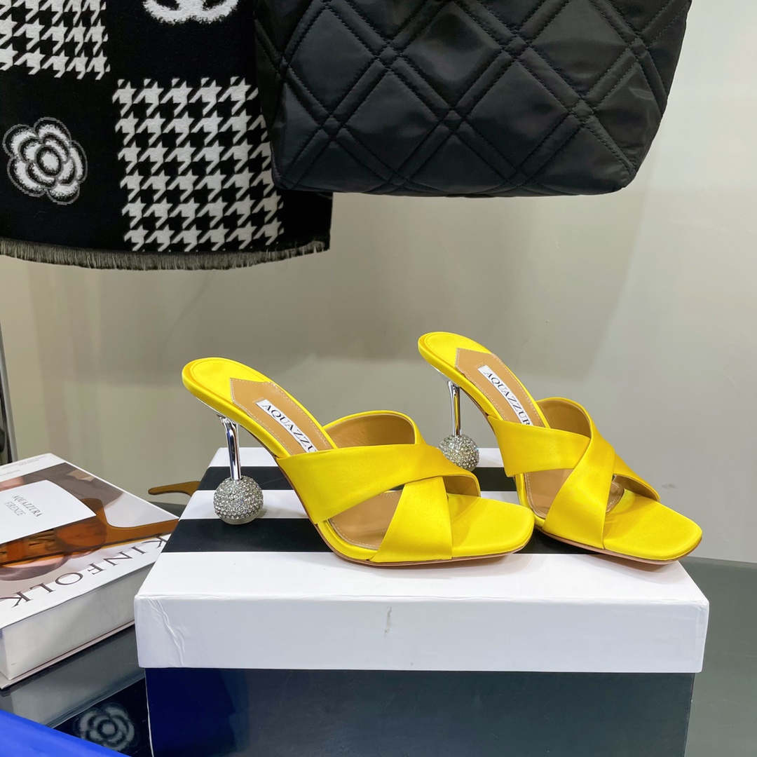 Aquazzura Darling Satin Sculptural-Heel Mules - PerfectKickZ
